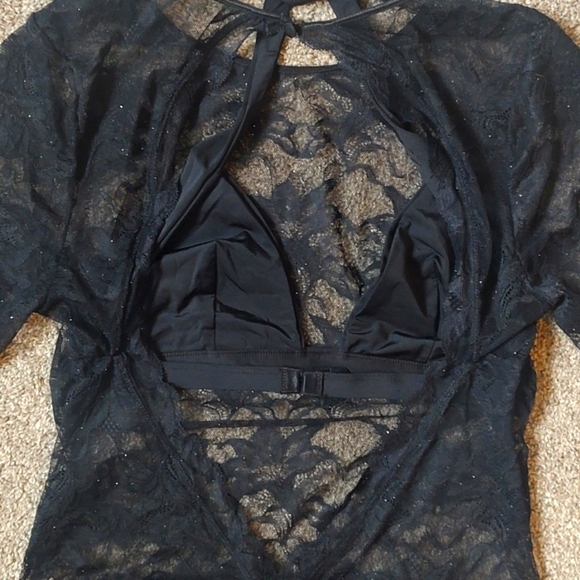 New With Tags La Vie En Rose Size Large Long Sleeve Lace & Microfiber Teddy - Picture 7 of 11